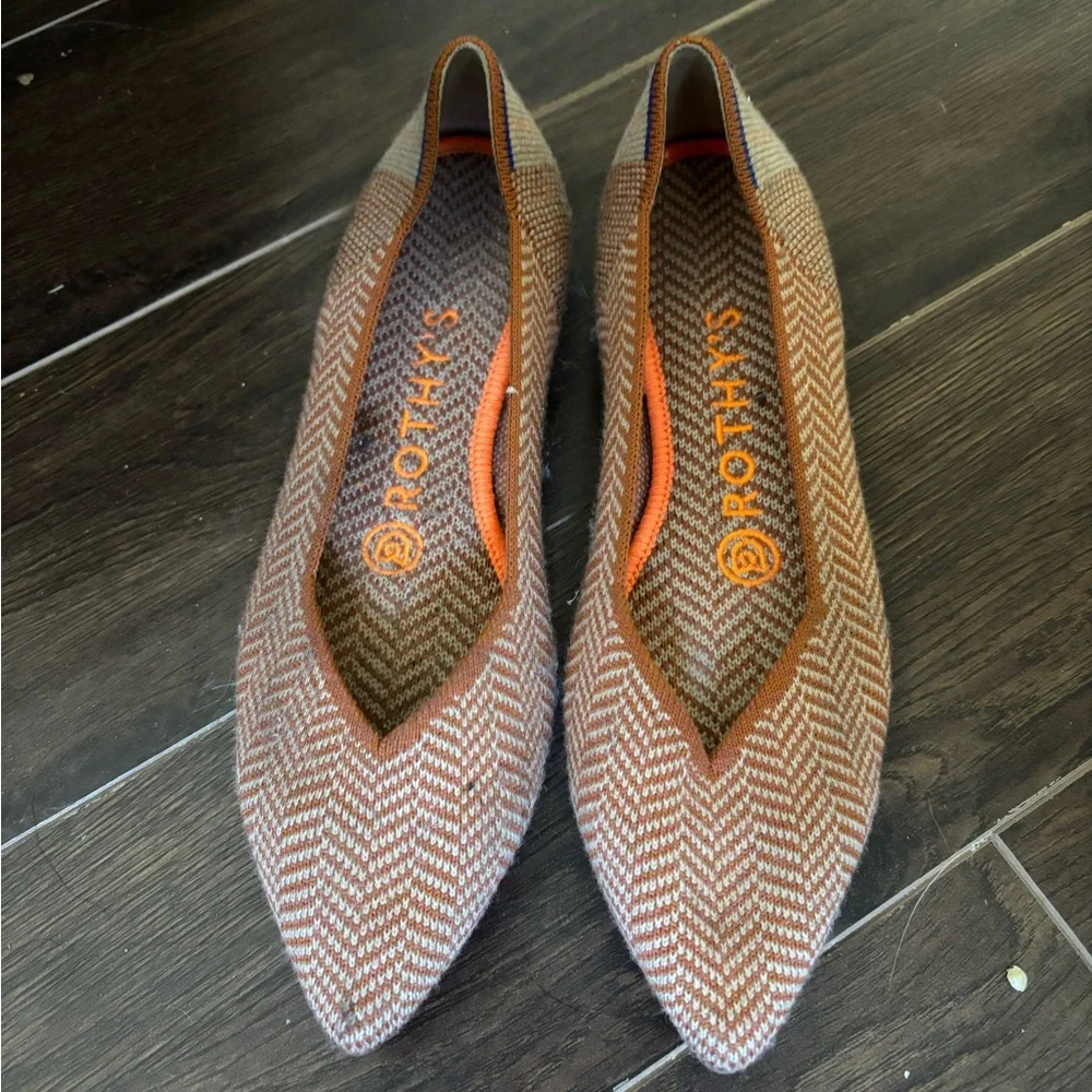 Rothy's Herringbone Brown and Tan Flats - Picture 1 of 3